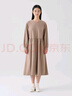 MUJI女式 法蘭絨抽褶連衣裙 美拉德純棉起毛寬松長(cháng)裙子秋冬 BC08CC3A 淺灰棕色 XL 165/92A 曬單實(shí)拍圖