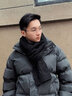 目丸圍巾男士潮流個性毛線針織韓版圍脖男百搭生日禮物冬季時尚青年 黑色-麻花圍巾 曬單實拍圖
