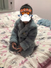 安之伴睡衣男女童秋冬雪花絨長(cháng)袖開(kāi)衫翻領(lǐng)簡(jiǎn)約保暖童裝可外穿家居服套裝 湖水蘭 120 曬單實(shí)拍圖