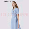 PORTS寶姿春夏新V領(lǐng)氣質(zhì)通勤短袖顯瘦連衣裙LM8D078MFT022 霧霾藍(lán) L (8) 曬單實(shí)拍圖