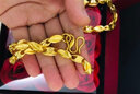 瑩玉碧越南沙金項(xiàng)鏈男鍍金鏈子粗款仿金麥穗款空心竹節(jié)款橄欖珠圓珠項(xiàng)鏈 3號(hào)60厘米長(zhǎng)8毫米粗70克重 曬單實(shí)拍圖