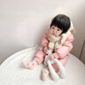 幼歌（YOUGE） 嬰幼兒百搭圍巾冬季俏皮萌趣毛球寶寶針織毛線(xiàn)圍脖 米杏 均碼 曬單實(shí)拍圖