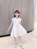 FNJ KIDS童裝女童連衣裙夏季新款洋氣小女孩公主裙小飛袖寶寶裙子 白色 160 (建議身高150-160cm) 曬單實(shí)拍圖