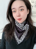 三角圍脖女冬季新款保暖防風(fēng)防寒百搭時(shí)尚護頸脖套套頭圍巾假領(lǐng)子 黑底回紋邊【德絨-套頭圍脖】 曬單實(shí)拍圖