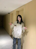 DXOT新款外套美式復古寬松工裝刺繡撞色翻領(lǐng)棒球服春秋季夾克休閑上衣 白色 M 曬單實拍圖