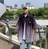 潮韓都夏季冰絲襯衫套裝男士休閑穿搭帥氣男裝一套感短袖襯衣兩件套 漸變襯衣藍+白短T+漸變褲藍 XL(版型帥氣) 曬單實拍圖