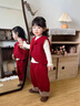 班喜迪女童秋冬套裝2025新款兒童新年衣服過(guò)年服拜年服冬季寶寶周歲禮服 紅色 100 曬單實(shí)拍圖