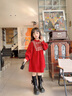 mlgt kids童裝女童連衣裙秋冬新款女寶寶公主裙子兒童拜年服周歲禮服 紅色 110cm 曬單實拍圖