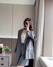 ELLE灰色萊賽爾天絲西裝外套女2024秋季新款小個(gè)子氣質(zhì)小眾上衣 深灰 L 曬單實(shí)拍圖