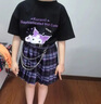 G.DUCKKIDS童裝女童套裝夏季2025新款庫洛米JK套裝兒童衣服大童夏裝短袖裙子 黑色兩件套+腰鏈 130尺碼7~8歲【120-130cm】cm 曬單實(shí)拍圖
