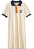尚都比拉美式复古风小熊刺绣POLO连衣裙小个子夏季宽松显瘦裙子 杏色 XL  实拍图