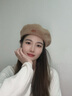 槿城純色羊毛貝雷帽女日系咖啡色秋冬蓓蕾帽百搭文藝復古畫(huà)家帽潮LE23 卡其色 均碼（55-59cm） 曬單實(shí)拍圖