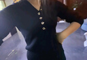 秋水伊人修身氣質(zhì)V領(lǐng)針織衫冬季新款女顯瘦設計感內搭上衣 黑色 M 曬單實(shí)拍圖