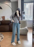 雪妃藍(lán)琪褲子女裝秋季新款2024茶系穿搭一整套裝奶系炸街今年流行時(shí)尚套裝 灰色開衫+藍(lán)色牛仔褲 M 曬單實(shí)拍圖