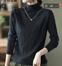 子牧棉麻秋裝 女文藝復古打底針織衫洋氣內搭百搭彈力上衣0807 黑色 均碼(建議95-135斤) 曬單實(shí)拍圖