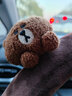 途喜LINE FRIENDS聯(lián)名汽車方向盤套女四季通用卡通防滑吸汗可愛把套 BROWN（圓形）【毛絨款】 曬單實(shí)拍圖