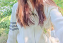 BANANA BABY2023早秋新款復古學院風針織開衫女減齡連帽毛衫外套D233MY552 白色 M 曬單實拍圖