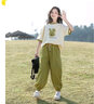 G.DUCKKIDS女童短袖t恤2025新款夏裝套裝大童女裝夏款含棉女孩夏季衣服兒童 兔子短袖套裝-牛油果綠 150 cm(建議身高138-148) 曬單實拍圖