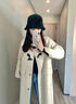 多菲尼森 牛角扣呢子大衣女中長(cháng)款2024新款秋冬季韓系寬松小個(gè)子毛呢外套 牛角扣大衣米白色 【S碼40/50kg】 曬單實(shí)拍圖