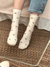 耐爾襪子女秋冬純色愛(ài)心女款中筒襪冬季女士保暖透氣長(cháng)襪簡(jiǎn)約百 白色*2+咖色*2= 4雙 曬單實(shí)拍圖