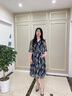羅蒙（ROMON）中年媽媽夏裝高貴氣質(zhì)新款連衣裙40歲50時(shí)尚大碼裙子中老年女碎花 藍色 XL (推薦105斤以?xún)? 曬單實(shí)拍圖