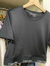Calvin Klein運動(dòng)【吸濕速干】夏季女士ck提花織帶跑步瑜伽健身短袖T恤上衣 001-太空黑 L 曬單實(shí)拍圖