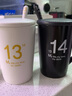 BUDINGCIYI  1314情侶對(duì)杯創(chuàng)意馬克杯男女士水杯咖啡杯帶蓋勺喝茶陶瓷杯子 亮光白金字13啞光黑金字14對(duì)杯 曬單實(shí)拍圖
