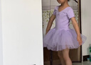 鐵箭（TIEJIAN）舞蹈服女童秋冬練功形體服兒童連體蓬蓬裙芭蕾舞演出培訓班跳舞裙 淺紫色短袖 120 曬單實拍圖