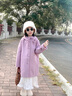 BARRY BANNY女童秋冬裝6-14歲兒童中長(zhǎng)款洋氣大衣女孩中大童寬松百搭毛呢外套 香芋紫大衣 140 cm(56-68斤) 曬單實(shí)拍圖