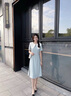 拉夏貝爾（La Chapelle）短袖雪紡連衣裙女裝2025年夏季新款時(shí)尚中長(zhǎng)款法式小個(gè)子夏天裙子 淺藍(lán)色 M 曬單實(shí)拍圖