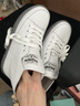 狄德拉真皮高幫小白鞋女春季大碼41-43百搭平底韓版牛筋軟底防滑休閑鞋 白色 38 (240mm)  標準碼 曬單實(shí)拍圖