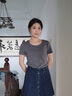 棲紀(jì)煙灰色短袖t恤女純棉上衣女裝2025夏季新款半袖圓領(lǐng)正肩韓版修身 煙灰色【精梳棉】 L 建議(96-106斤) 曬單實(shí)拍圖
