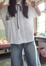 Jret法式復(fù)古學(xué)院風(fēng)jk小熊刺繡襯衫女夏寬松設(shè)計感小眾娃娃領(lǐng)短袖上衣 白色 M 曬單實拍圖