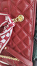 CLEVER & KETCH紅色菱格鏈條單肩包包女包高級感婚包女新娘包生日禮物送老婆 酒紅色 曬單實(shí)拍圖