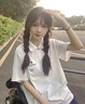 VEOX短袖t恤女少女感小清新polo衫短袖女夏季新款校園設計感上衣 白色 S _60-85斤 曬單實(shí)拍圖