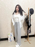 趣米樂(lè )波點(diǎn)糯米褲女春秋季新款寬松顯瘦小個(gè)子闊腿潮流直筒運動(dòng)休閑褲子 淺灰 M 【建議90-110斤】 曬單實(shí)拍圖