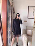 連衣裙子女長(zhǎng)袖秋冬季 小個(gè)子加絨連衣裙2021年秋冬女裝中長(zhǎng)款內(nèi)搭蕾絲打底裙 黑色加絨加厚 L 90-100斤以內(nèi) 曬單實(shí)拍圖