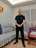 皮爾卡丹（pierre cardin）夏季高檔男士桑蠶絲短袖t恤套裝時尚兩件套無痕休閑運動套裝 8827軍綠 175/XL 建議130-150斤 曬單實拍圖