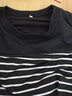 她風(fēng)采 M-5XL長(cháng)袖T恤女中年洋氣秋裝寬松打底衫2012新款條紋秋衣上衣 黑色98# XL 建議120-135 曬單實(shí)拍圖