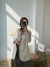 凱安尼（KAIANNI）白色小西裝外套女春秋2021新款韓版寬松休閑小眾西服韓國上衣氣質時尚減齡百搭 米白色 S 曬單實拍圖