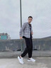 啄木鳥(niǎo)襯衫男長(zhǎng)袖韓版潮流格子襯衣休閑百搭男裝襯衫男裝外套秋季新款 CS2108-深灰色 L 曬單實(shí)拍圖