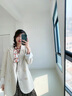 凱安尼（KAIANNI）白色小西裝外套女春秋2021新款韓版寬松休閑小眾西服韓國上衣氣質時尚減齡百搭 米白色 S 曬單實拍圖