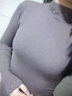 法國(guó)KJ保暖內(nèi)衣女士秋季無痕純色中領(lǐng)薄款性感打底衫彈力修身美體內(nèi)衣秋衣秋褲套裝可外穿百搭 霧霾藍(lán) 均碼【適合80-140斤】 曬單實(shí)拍圖