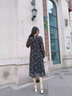 亦朵時(shí)尚黑色印花連衣裙秋季長(zhǎng)袖中長(zhǎng)款雪紡長(zhǎng)裙氣質(zhì)碎花裙子 黑色 M 曬單實(shí)拍圖