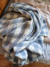 Amscan日式全棉纱布毛巾被 三层水洗纱布航空毯夏凉空调薄被午睡办公毯 蓝色巧格 200x230cm 实拍图