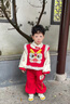 班喜迪漢服男童套裝秋冬款兒童過(guò)年唐裝寶寶周歲喜慶衣服女童國風(fēng)拜年服 紅色 100 曬單實(shí)拍圖