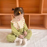 優(yōu)奇嬰兒衣服秋裝綠色外出服滿(mǎn)月哈衣新生兒長(cháng)袖超萌女寶寶連體衣春秋 鮮花刺繡綠 90cm 曬單實(shí)拍圖