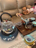 楓嵐情 蒸汽煮茶壺玻璃加厚耐熱純手工景泰藍煮茶器電陶爐輕奢家用套裝 蝶舞翩翩壺+爐+公道杯+主人杯*6+杯墊*6 曬單實(shí)拍圖
