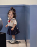 幼歌（YOUGE）嬰幼兒泰迪熊學(xué)院風(fēng)套裝兒童可愛口袋海軍領(lǐng)上衣百褶裙 藏青色百褶裙 80 cm 曬單實拍圖