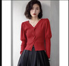 恒源祥法式時(shí)尚氣質(zhì)V領(lǐng)針織打底衫女春秋新款修身顯瘦內搭套頭毛線(xiàn)衣 紅[法式甜美別致/獨特上衣超好看 S (155) 【建議80-95斤 曬單實(shí)拍圖